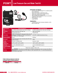 Thumbnail of document Data Sheet - PGWT Low Pressure Gas & Water Test kit